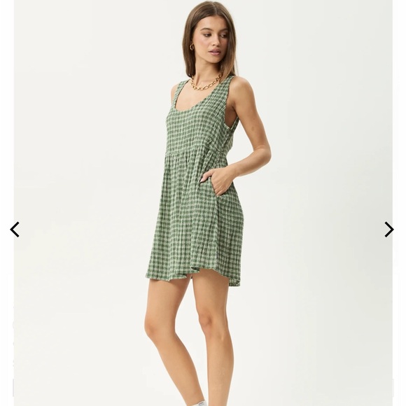 Afends ‘BASE JESSE’ Green Plaid Mini Dress - Picture 3 of 5